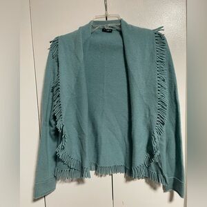 Magaschoni Teal Fringed Cardigan